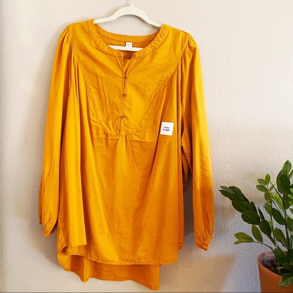 Old Navy Tops - Old Navy Mustard Peasant Tunic Blouse Top XXL